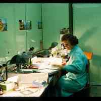 Color slide of a woman in a lab.