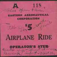 Digital image of ticket for a $5 Airplane Ride, February 23, 1930. Probably at Newark Airport, Newark N.J.