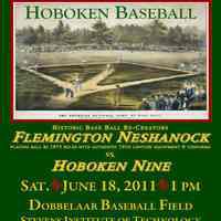 Poster: Hoboken Baseball. Re-creation game celebrating Baseball Day, June 18, 2011 at Stevens Institute of Technology.