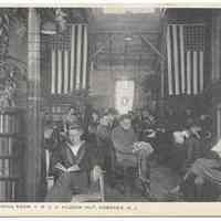 Postcard: 3217 - Library & Reading Room, Y.M.C.A. Hudson Hut, Hoboken, N.J. Postmarked May 17, 1919.