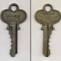 Lock key stamped: Keys Made, Richard, 159 2nd St. Hoboken. N.d., ca. 1930s-1940s.