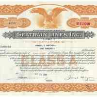Stock certificate: Seatrain Lines, Inc.; 100 shares Class A Stock issued to Samuel C. Worthen, Sept. 29, 1944.
