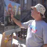          Digital photos, 29, of artist Frank Hanavan working on a painting of 921 Hudson Street, Hoboken, August 25, 2005. picture number 26
   
