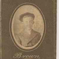 Sepia-tone photo of an unidentified boy posed in studio, Hoboken, no date, ca. 1890-1910.