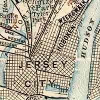          detail of map with Hoboken, Weehawken & Jersey City
   
