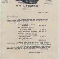 Letter to K&E Hoboken employees re 7th War Loan results from K&E Co., Hoboken, July 10, 1945.