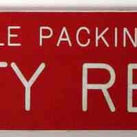 Sign: Soluble Packing Dept. Safety Record. From Maxwell House Coffee plant, Hoboken recovered ca. 2000.