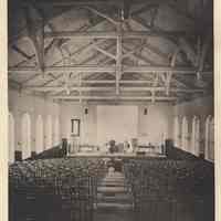 Reference image of printed photo image, Old Lecture Hall (Debaun Auditorium) from library catalog, 2003.113.0001, Hoboken, ca. 1889.
