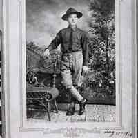 Young man (Samperi family member?) wearing military uniform posed in studio, no place, August 17, 1918.