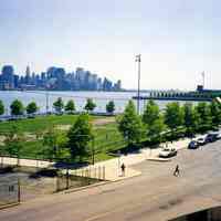 Color photo of Frank Sinatra Memorial Park from Castle Point, Hoboken, Summer 2002.