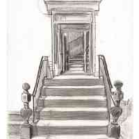 Greyscale Illustration of 5th and Adams St. by Kevin McCloskey, circa 1986