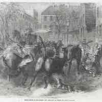Print: Cattle Driving the the Streets. Published wood-engraving in Frank Leslie