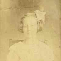 Sepia-tone penny photo of Florence Miller, Hoboken, no date, ca. 1895-1900.