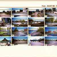 Color index print of 25 photos of construction progress on Pier A park, Hoboken, 1998.