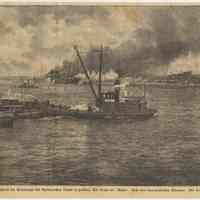 Print: S.S. Saale, North German Lloyd Line, on fire at Hoboken, July 1 or 2, 1900.
