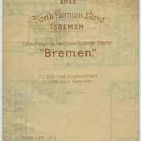 Cabin Plan, S.S. Bremen, North German Lloyd Steamship Co., Bremen, August 1911.