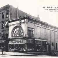 B+W image of postcard, Washington St. at 3rd St.: B. Braustein (Diamonds), no. 234 Washington St., Hoboken, ca. 1913.