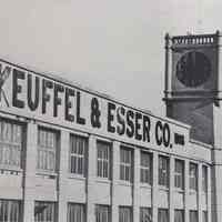 Reference image of printed photo image of Keufel & Esser building from pg 20 of archives catalog 2002.026.0002, Hoboken, ca. 1975.