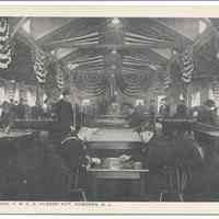 Postcard: 3214 - Billiard Room, Y.M.C.A. Hudson Hut, Hoboken, N.J. No date, circa 1919-1922; unposted.