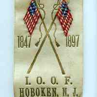 Badge for 50th Anniversary Columbia Lodge No. 63 of the Independent Order of Odd Fellows (I.O.O.F.), [Hoboken], 1947.