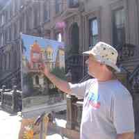          Digital photos, 29, of artist Frank Hanavan working on a painting of 921 Hudson Street, Hoboken, August 25, 2005. picture number 28
   
