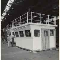 B+W photo of wheelhouses for Zim Line container ships at Bethlehem Steel Shipyard, Hoboken, n.d, ca. late 1970s.