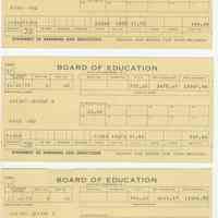 Earning statements (pay stubs), three, of Jeanne G. Avegno from the Hoboken Board of Education, 1975.