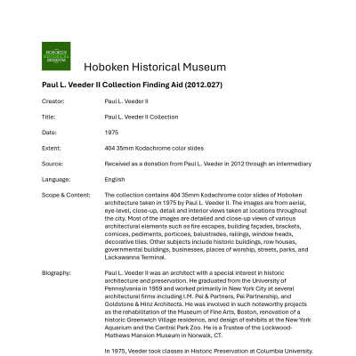 Paul L. Veeder II Collection folder image