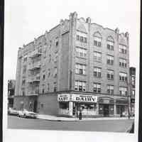 B&W photo of mixed-use apartment building at 77 Martin Luther King Drive, Jersey City.