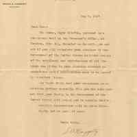 Letter to Frank Leach, Hoboken, from City Clerk, May 8, 1917 requesting he volunteer for military draft registration work.