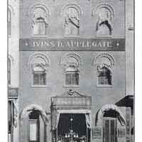 Printed B+W photograph of Ivins D. Applegate, undertaker, funeral parlor, 225 Washington St., Hoboken, no date, ca. 1906-1908.