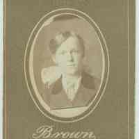 Oval sepia-tone penny photo of unknown young boy (ca.8-12 y.o.) on printed mount, Hoboken, no date, ca. 1900-10.