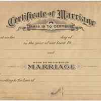 Certificate of Marriage; as used at Hoboken City Hall, no date, circa 1910-1920s.