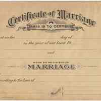 Certificate of Marriage; as used at Hoboken City Hall, no date, circa 1910-1920s.