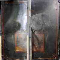 Pair of iron safe doors from Hoboken City Hall, installed originally ca. 1885-1911.