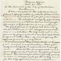 Digital image, document: Letter by Mayor Frederick B. Ogden to City Council re plans & specifications for a new City Hall, Hoboken, Nov. 28, 1866.