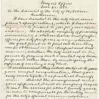 Digital image, document: Letter by Mayor Frederick B. Ogden to City Council re plans & specifications for a new City Hall, Hoboken, Nov. 28, 1866.