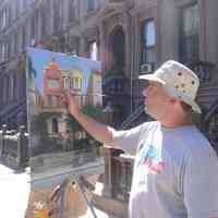          Digital photos, 29, of artist Frank Hanavan working on a painting of 921 Hudson Street, Hoboken, August 25, 2005. picture number 29
   