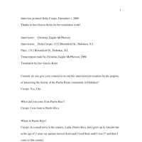          Transcript of interview of Delia Crespo of Hoboken; for El Centro Puerto Rican History Project, 2009. picture number 1
   