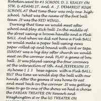 Two page letter from Peter De Simone, formerly of Hoboken, June 2007, with recollections of Hoboken.