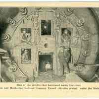 Digital image of Hudson & Manhattan R.R. postcard titled: One of the shields that burrowed under the river. 1908.