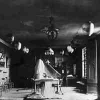 B+W photo of the interior of the New York Yacht Club, Hoboken, ca. 1880