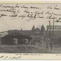 Postcard: 4395.14th St. Ferry, Hoboken, N.J. Published by E.F. Walter. Postmarked Aug. 7, 1907.