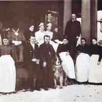Digital reference image of printed photo, "Some of the Stevens Family Retainers at Castle Point, Hoboken, 1895"