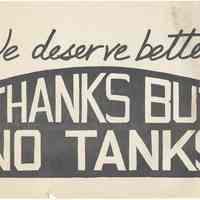 Poster: We Deserve Better. Thanks But No Tanks. [Hoboken Environment Committee, Hoboken, 1974.]