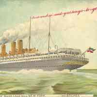 Postcard: Ship "SMS Kaiser Wilhem II", Hoboken, NJ