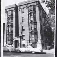 B&W photo of apartment building at 549-551 Clinton Avenue, Newark.
