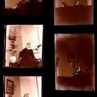 Group of 5 B+W negative images of unidentifed nuns in an office, no place, no date, ca. 1900-1910.