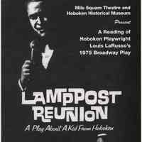 Postcard: Reading of LaRusso play Lamppost Reunion at HHM, May 18, 19, 2007.