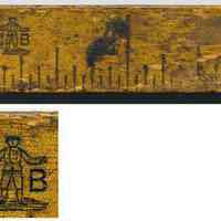          detail front, first section: maker's mark, logo (+detail), patent date
   